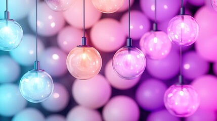 Poster - Close-Up View of 3D Geometric Lattice Composition Featuring Colorful Decorative Orbs Against a Softly Lit Background of Dots in Vibrant Hues