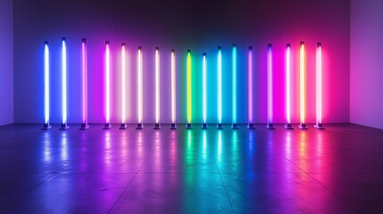 Poster - a minimalistic led stripe design with radiating beams.