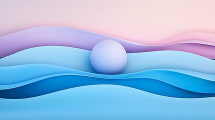 Poster - Vibrant Dynamic Abstract Digital Background with Soft Waves and Central Sphere Creating a Calming Aesthetic for Creative Projects