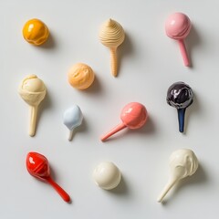 Aufkleber - Colorful, small, shaped objects arranged on white background.