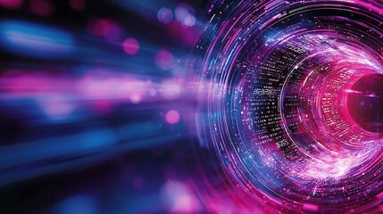Poster - Dynamic Composition of Overlapping Circles in Vibrant Colors Representing Abstract Technology and Data Flow