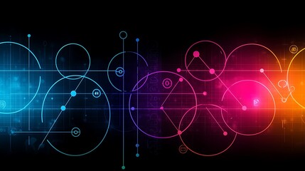 Poster - Dynamic Composition of Overlapping Circles with Vibrant Colors and Modern Aesthetic for Use in Abstract Art or Technology Themes