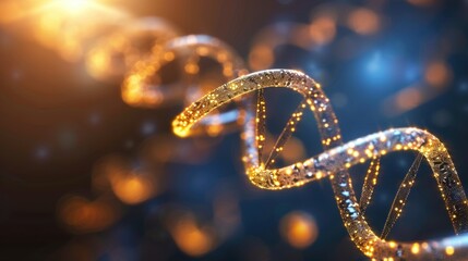 Poster - dna double helix structure with glowing particles, representing genetic information and molecular bi