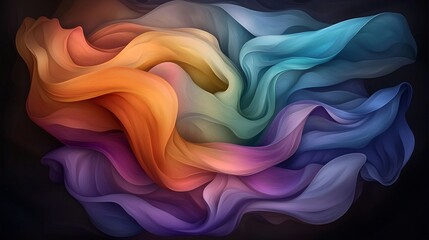 Poster - Captivating abstract featuring a dynamic shimmering composition of flowing iridescent shapes and vibrant color gradients creating a hypnotic visual rhythm and a surreal ethereal landscape