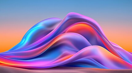 Poster - Captivating abstract featuring a mesmerizing shimmering composition of vibrant neon like color gradients and flowing iridescent shapes creating a hypnotic dynamic and ethereal cosmic landscape
