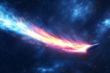 Wall Mural - A comet soaring through space, trailing a vibrant tail of cosmic dust