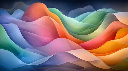 Poster - Captivating abstract featuring flowing iridescent shapes in a visually stunning shimmering composition  Intricate geometric patterns and a vibrant color palette create a surrealist ethereal
