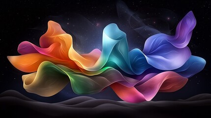 Poster - Captivating abstract featuring a visually stunning and shimmering composition of flowing iridescent shapes intricate geometric patterns and a vibrant color palette