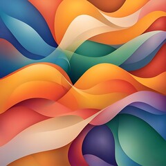 Poster - Mesmerizing iridescent fluid shapes and curves in a visually captivating vibrant kaleidoscopic composition with a rich jewel toned palette and tranquil cosmic setting evoking a Mir esque aesthetic