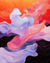 Poster - Mesmerizing Fluid Iridescent Shapes in Surreal Digital Composition   Captivating abstract digital with an experimental imaginative style and hyper detailed visual a dynamic background and captivating