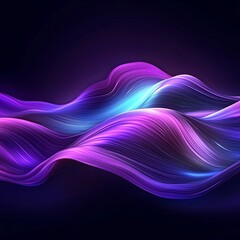 Poster - Mesmerizing iridescent wavelike patterns in deep violet and brilliant azure tones create a hypnotic visually striking futuristic abstract digital art background  This experimental