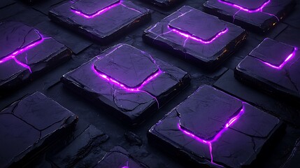 Poster - Mesmerizing Futuristic City Aerial View at Twilight Featuring Neon Lights and Unique Architecture in an Urban Landscape