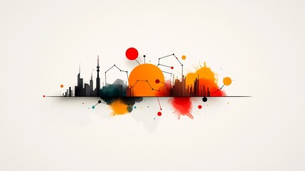 Poster - Vibrant and dynamic digital doodle depicting a global communication and social network design concept  The artwork features intricate line drawings playful abstract patterns