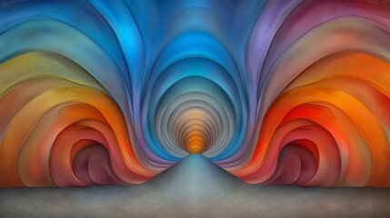 Poster - Dazzling abstract imagery with rhythmic iridescent structures in a mesmerizing kaleidoscopic layout of hypnotic geometric patterns and vivid color gradients creating a captivating