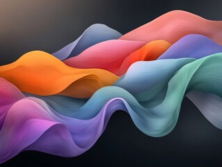 Poster - Captivating chromatic interplay of shifting iridescent abstract organic shapes in fluid dynamic display with a mesmerizing shimmering
