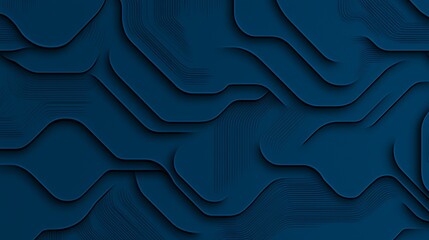 Poster - Abstract Seamless Pattern Featuring Overlapping Geometric Shapes in Various Shades of Blue with Smooth Curves and Textured Lines for Modern Design Projects