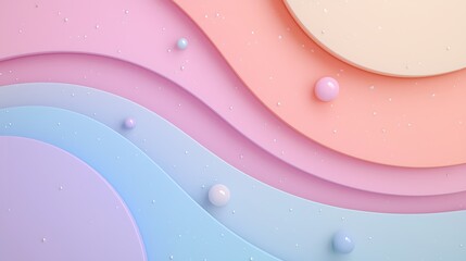 Poster - Serene Abstract Digital Landscape with Gentle Waves and Soft Shapes in Pastel Colors for a Calming and Modern Visual Experience