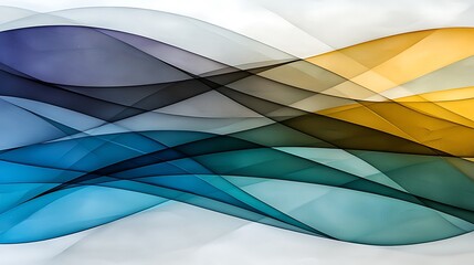 Poster - Serene Abstract Landscape Illustrating Flowing Waves of Colorful Shapes in a Harmonious Network Design for Modern Artistic Spaces