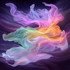 Poster - ethereal iridescent flows captivating abstract celestial with mesmerizing luminous composition expre