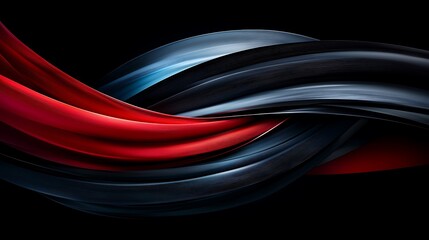 Wall Mural - Abstract Composition Featuring Flowing 3D Shapes and Patterns in Shades of Red, Blue, and Black, Ideal for Modern Design and Artistic Projects