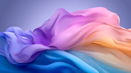 Poster - Colorful Abstract 3D Shapes and Patterns Flowing in Smooth Waves, Evoking a Sense of Fluidity and Modern Design Aesthetic for Art and Digital Backgrounds