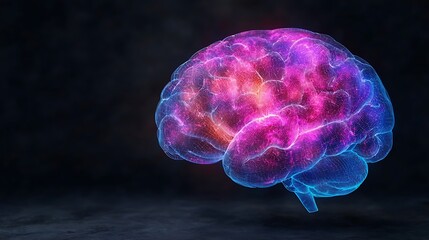 Poster - Striking Visualization of an Abstract Brain in Vibrant Colors With Neon Effects, Representing Concepts of Intelligence, Creativity, and Neural Networks