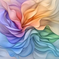 Poster - Captivating Ethereal Iridescent Prismatic Wave Like Abstract Digital Painting with Vibrant Gradient Backdrop   Mesmerizing Impressionistic Floral Landscape in Tranquil Nature Inspired Tones