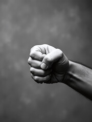 Aufkleber - Black And White Photo Of A Hand Giving A Fist Bump Against A Textured Background With Copy Space Available. 00003