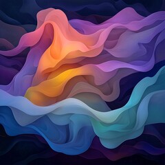 Poster - Captivating iridescent shapes forming a mesmerizing psychedelic composition with rich saturated hues blending seamlessly  Tactile lustrous surfaces with a mesmerizing sheen create an energetic