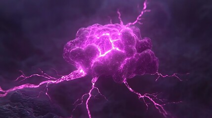 Fototapete - Vibrant Abstract Depiction of Neural Network Connectivity with Electric Pulses Representing Data Flow in a Colorful and Dynamic Landscape