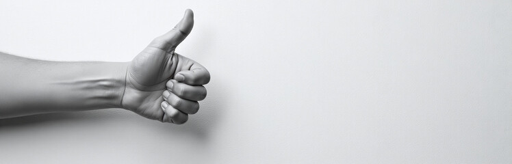Aufkleber - Black And White Image Of A Hand Showing A Thumb Down Dislike Sign On Textured Paper With Copy Space Available. 00001