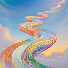 Poster - Mesmerizing Iridescent Waves of Color Captivating abstract digital artwork featuring undulating psychedelic shapes and forms in a rich vibrant palette that blend seamlessly creating a tactile