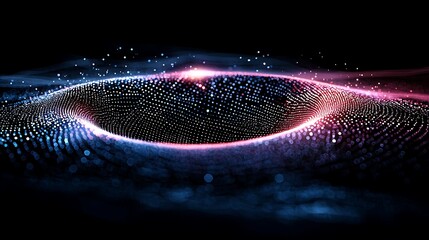 Poster - Vibrant Swirling Matrix of Neon Geometric Patterns Creating a Stunning Visual Experience in a Dark Background, Perfect for Abstract Art Enthusiasts and Designers
