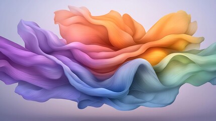 Poster - Enchanting abstract featuring sinuous iridescent silhouettes in a dynamic shimmering cosmic landscape  Fluid digital painting with clarity evoking an ethereal Art Nouveau inspired aesthetic