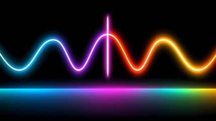 Poster - Visually Striking Abstract Representation of Colorful Waves and Light Forms on a Dark Background for Modern Art or Design Concepts