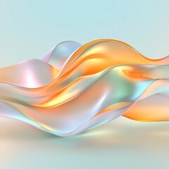 Poster - Mesmerizing iridescent undulating shapes in a spectrum of warm hues create a dynamic and captivating minimalist composition  The shimmering atmospheric lighting effects and fluid