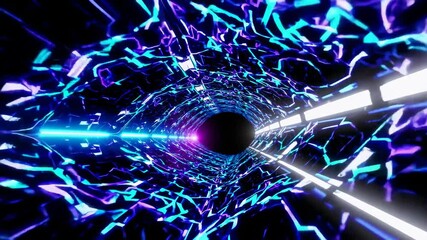 Leinwandbilder - Dynamic visual journey through a neon tunnel with vibrant colors and glowing patterns