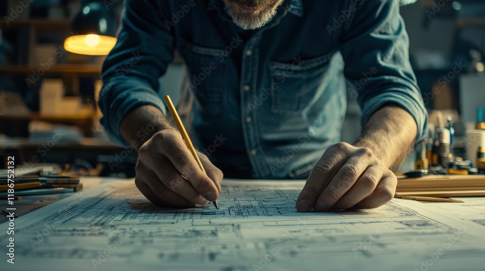 Stock-Illustration „architect prepares blueprints for engineers to ...