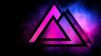 Poster - Abstract Digital Landscape Created from Layered Geometric Shapes in Vibrant Colors for Modern Artistic Projects and Multimedia Presentations