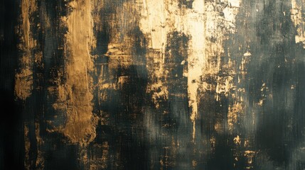 Poster - abstract textured surface with gold and black color palette