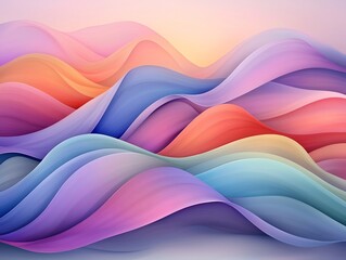 Poster - Undulating abstract landscape with prismatic iridescent waves and curves in a rich saturated color scheme  digital with mid century modern aesthetics and an ethereal cosmic setting