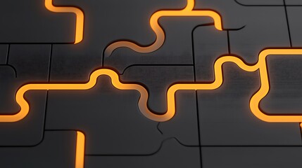 Poster - Abstract Close-Up of a Circuit Board Featuring Glowing Lines and Intricate Patterns in a Dark Background for Modern Technology Concepts
