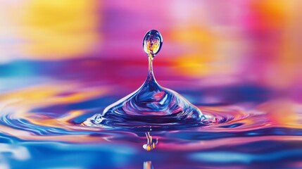 Leinwandbilder - Close up of the mesmerizing movement of oil droplets on a water surface, showcasing a colorful abstract macro background formed by oil drops on water, highlighting the beauty of oil droplets.