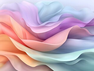 Poster - Captivating abstract featuring an enchanting arrangement of undulating organic forms in a mesmerizing luminescent color play  This digital artwork showcases a harmonious fusion of prismatic hues