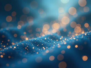 Poster - Background Featuring Soft Blur Of Blue And Gold Particles Creating A Bokeh Effect With Gentle Abstract Texture. 00003
