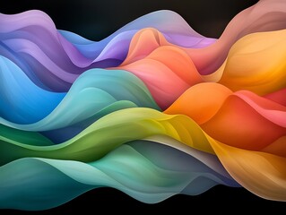 Poster - Mesmerizing waves of luminous iridescent color flow and swirl in a vibrant digital impressionistic composition  This abstract painting captivates with its hypnotic kaleidoscopic energy