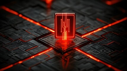 Fototapete - Abstract Representation of a Digital Landscape Featuring Futuristic Circuitry and Neon Elements Aiming to Convey the Essence of Technology and Innovation
