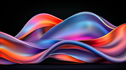 Poster - Mesmerizing abstract pattern featuring fluid iridescent curves in a dynamic kaleidoscopic geometric arrangement  Intricate color gradients shimmering metallic accents create a highly detailed