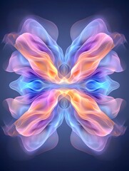 Poster - A stunning abstract pattern featuring fluid iridescent curves arranged in a dynamic kaleidoscopic display with mesmerizing fractal like textures  The vibrant