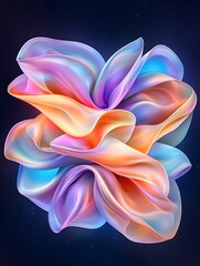 Poster - Mesmerizing fluid abstract pattern featuring a dynamic kaleidoscopic arrangement of iridescent curves and shimmering holographic textures  Vibrant luminous